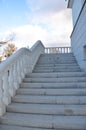 Russia Penza October 24, 2020: stone marble staircase blurred