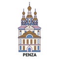 Russia, Penza travel landmark vector illustration