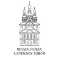 Russia, Penza, Uspenskiy Sobor travel landmark vector illustration