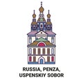 Russia, Penza, Uspenskiy Sobor travel landmark vector illustration