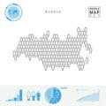 Russia People Icon Map. Stylized Vector Silhouette of Russia. Population Growth and Aging Infographic Elements