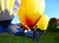 Russia, Pereslavl-Zalessky, July 20, 2023. People watch balloons being prepared for launch at the Golden Ring of Russia