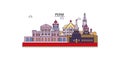 Russia, Perm tourism landmarks, vector city travel illustration