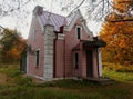 RUSSIA, PETERGOF - OCTOBER 10, 2022: Ancient house in the proletarian park