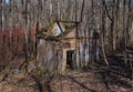 Russia, Peterhof, early spring. Old building in the forest, ruins, sunny day