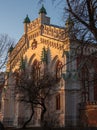 Russia, Peterhof, the imperial stables at dawn. Beautiful expressive relief, texture. Spring