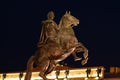 RUSSIA, PETERSBURG - AUG 18, 2022: monument russia petersburg great peter bronze horseman saint sculpture, for city st