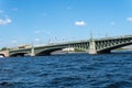 RUSSIA, PETERSBURG - AUG 20, 2022: petersburg russia bridge river neva saint city urban famous, for sky night from peter Royalty Free Stock Photo