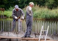 Russia Petersburg August 4, 2020: road Workers perform road and bridge repairs in the city.