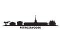 Russia, Petrozavodsk city skyline isolated vector illustration. Russia, Petrozavodsk travel black cityscape