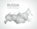 Russia polygonal triangle grey and silver vector map Royalty Free Stock Photo