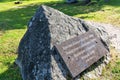 Russia, Priozersk, August 2020. A concrete pyramid for protection from tanks as a monument to the past war.