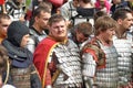 A number of knights in armor at the Russian Fortress festival of historical reconstruction
