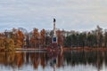 Russia, Pushkin - November 2, 2023: Chesme Column in Catherine Park in autumn