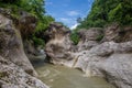 Russia , the Republic of Adygea . Rough river Belaya in Khadzhokhsky gorge Royalty Free Stock Photo