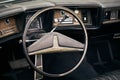 Closeup of saloon and steering wheel old vintage car
