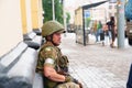 the streets of during the attempted military coup in Rostov-on-Don Russia. Royalty Free Stock Photo