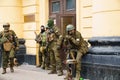 the streets of during the attempted military coup in Rostov-on-Don Russia. Royalty Free Stock Photo