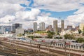 Russia, Rostov on Don, September 26, 2018: Trains on railway tracks at city train station.