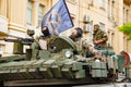 tank on the streets of during attempted military coup in Rostov-on-Don Russia Royalty Free Stock Photo