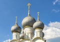 Five domes of the Assumption Cathedral in the Kremlin of Rostov the Great