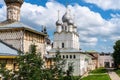 Russia, Rostov, July 2020. Churches of the Rostov Kremlin on a summer day.