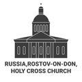 Russia,Rostovondon, Holy Cross Church travel landmark vector illustration