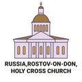 Russia,Rostovondon, Holy Cross Church travel landmark vector illustration