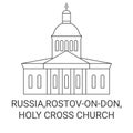 Russia,Rostovondon, Holy Cross Church travel landmark vector illustration Royalty Free Stock Photo