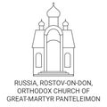 Russia, Rostovondon, Orthodox Church Of Greatmartyr Panteleimon travel landmark vector illustration