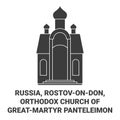 Russia, Rostovondon, Orthodox Church Of Greatmartyr Panteleimon travel landmark vector illustration