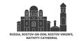 Russia, Rostovondon, Rostov Virgin's, Nativity Cathedral travel landmark vector illustration Royalty Free Stock Photo