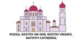 Russia, Rostovondon, Rostov Virgin's, Nativity Cathedral travel landmark vector illustration