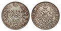 Russia 1 ruble silver coin 1843 Royalty Free Stock Photo