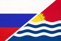 Russia vs Republic of Kiribati, symbol of two national flags. Relationship between Asian and Oceanian countries