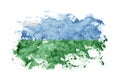 Russia, Russian, Yugra flag background painted on white paper with watercolor Royalty Free Stock Photo