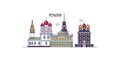 Russia, Ryazan tourism landmarks, vector city travel illustration