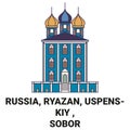 Russia, Ryazan, Uspenskiy , Sobor travel landmark vector illustration