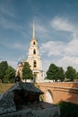 08.21.2021, Russia, Ryazan. View of the architectural monument Cathedral of the Assumption Cathedral and the bell tower from the