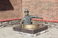 29.06.2017 Russia, RYBINSK, Plumber monument. Statue of an employee engaged in the installation