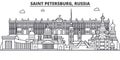 Russia, Saint Petersburg architecture line skyline illustration. Linear vector cityscape with famous landmarks, city