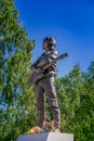 Russia,Saint-Petersburg - 16 August 2020: a monument in honor of the singer Viktor Tsoi. 30th anniversary of death.