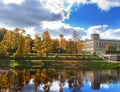 Russia. Saint-Petersburg. Gatchina. Autumn in palace park.Landscape in a sunny day