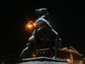 RUSSIA, SAINT PETERSBURG - JANUARY 10, 2023: Bronze sculpture taming a horse on Anichkin bridge