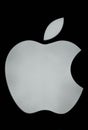 RUSSIA, SAINT PETERSBURG - JUNE 27, 2022: Apple logo on black background