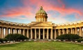 Russia - Saint Petersburg, Kazan cathedral at sunrise, nobody Royalty Free Stock Photo