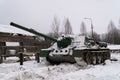 Russia. Saint-Petersburg. Krasnoselsky district. December 12, 2021. SU-100 self-propelled artillery installation in the
