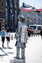 Russia, Saint Petersburg, may 23, 2020:a human artist depicts a monument on the street.