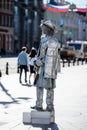 Russia, Saint Petersburg, may 23, 2020:a human artist depicts a monument on the street.