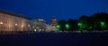 Russia, Saint Petersburg, night landscape with a view of St. Isaac`s Cathedral from the Palace Square Royalty Free Stock Photo